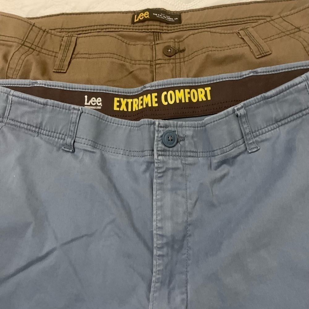 Lee Extreme Comfort Chino Shorts Stretch Flat Front Mens 42 Beige & blue BUNDLE - Picture 6 of 13